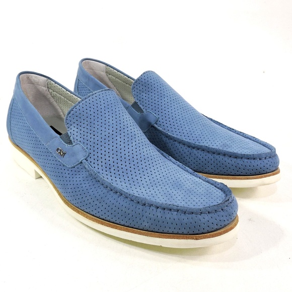 GOODMAN ?? MENS BLUE SOFT NUBUCK COMFORT SUMMER LOAFERS main image 8